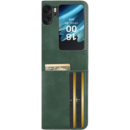Mobigear Excellent Wallet OPPO Find N2 Flip Hoesje Hardcase Backcover - Groen