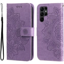 Mobigear Flowers Samsung Galaxy S23 Ultra Hoesje Bookcase Portemonnee - Paars