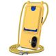Mobigear Lanyard Card iPhone 17 Siliconen Hoesje met koord en Pasjeshouder - Geel