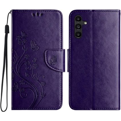 Mobigear Flowers Samsung Galaxy A56 Hoesje Bookcase Portemonnee - Paars