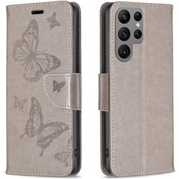 Mobigear Butterfly Samsung Galaxy S24 Ultra Hoesje Bookcase Portemonnee - Grijs