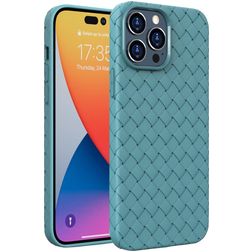 Mobigear Woven iPhone 14 Pro Max Hoesje Flexibel TPU Backcover - Blauw