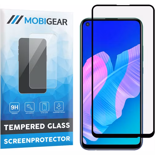 Mobigear Premium Huawei P40 Lite E Glazen Screenprotector - Case Friendly - Zwart