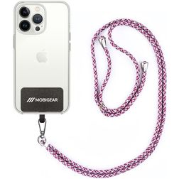 Mobigear Nylon Lanyard Universeel Telefoonkoord Verstelbaar - Wit / Blauw / Magenta