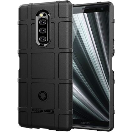 Mobigear Rugged Shield Sony Xperia 1 Hoesje Flexibel TPU Backcover Shockproof - Zwart