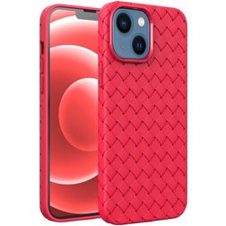 Mobigear Woven iPhone 14 Plus Hoesje Flexibel TPU Backcover - Rood
