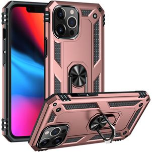 Mobigear Armor Ring iPhone 14 Pro Max Hoesje Hardcase Backcover Shockproof met Ringhouder - Roségoud