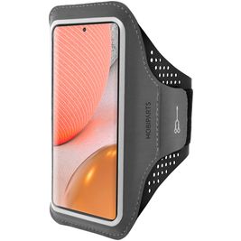 Mobiparts Comfort Fit Telefoonhouder Hardlopen Samsung Galaxy A72 Sport Hoesje Neopreen Sportarmband - Zwart