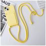 Mobigear Lanyard Card iPhone 15 Siliconen Hoesje met koord en Pasjeshouder - Geel
