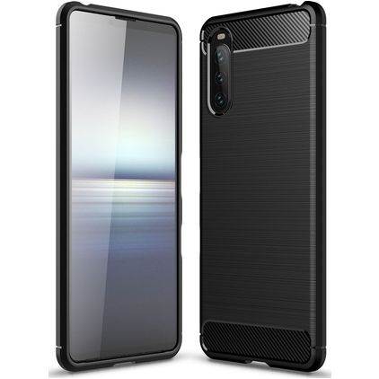 Mobigear Brushed Slim Sony Xperia 10 III Hoesje Flexibel TPU Backcover - Zwart