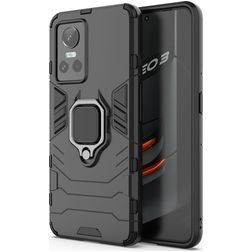 Mobigear Armor Ring Realme GT Neo 3 Hoesje Hardcase Backcover Shockproof met Ringhouder - Zwart