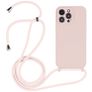 Mobigear Lanyard iPhone 14 Pro Max Siliconen Hoesje met koord - Sand Pink