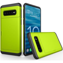 Mobigear Card Samsung Galaxy S10 Hoesje Hardcase Backcover Shockproof met Pasjeshouder - Groen