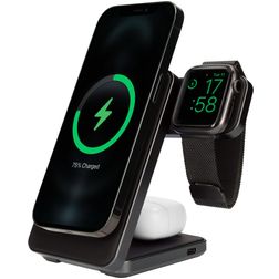 Mobiparts Foldable 3 in 1 Draadloze lader Qi Wireless 15W - Zwart