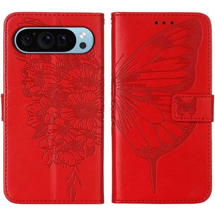 Mobigear Butterfly Google Pixel 9 Hoesje Bookcase Portemonnee - Rood