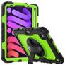 Mobigear SureGrip Xtreme iPad Mini 6 (2021) Hoes Hard Kunststof,Siliconen Backcover + Stylus Houder + Schouderband + Standaard - Zwart / Groen