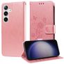 Mobigear Flowers Samsung Galaxy S25 Plus Hoesje Bookcase Portemonnee - Roségoud
