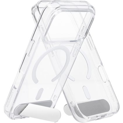 Mobiparts Hardcover Doorzichtig iPhone 18 Pro MagSafe Hoesje Hardcase Backcover met Standaard - Transparant