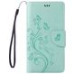 Mobigear Flowers iPhone SE (2020) Hoesje Bookcase Portemonnee - Turquoise