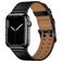 Mobigear Milano Leren Apple Watch Bandje Gespsluiting - 42/41/40/38 mm - Zwart