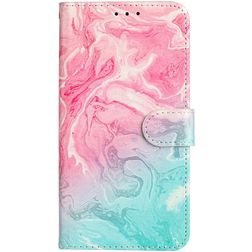 Mobigear Marble Huawei P Smart (2020) Hoesje Bookcase Portemonnee - Blauw / Roze