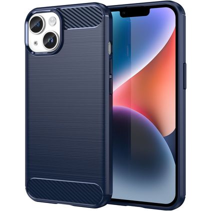 Mobigear Brushed Slim iPhone 15 Hoesje Flexibel TPU Backcover - Blauw
