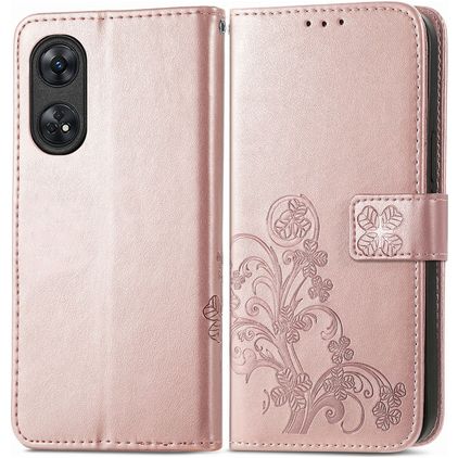 Mobigear Clover OPPO Reno 8T 4G Hoesje Bookcase Portemonnee - Roségoud