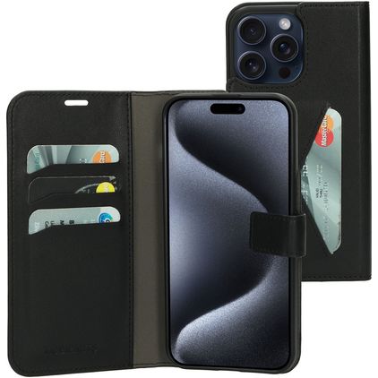 Mobiparts Classic Wallet iPhone 15 Pro Max Hoesje Bookcase Portemonnee - Zwart