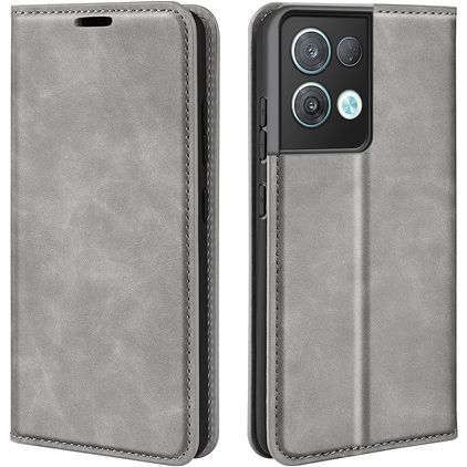 Mobigear Retro Slim OPPO Reno 8 Pro 5G Hoesje Bookcase Portemonnee - Grijs