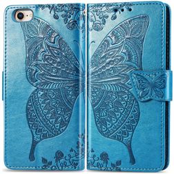 Mobigear Butterfly iPhone 16e Hoesje Bookcase Portemonnee - Blauw