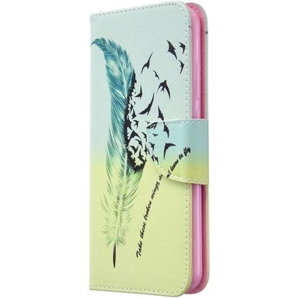 Mobigear Design Huawei P40 Lite E Hoesje Bookcase Portemonnee - Veren