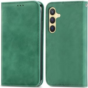 Mobigear Retro Slim Samsung Galaxy S25 Hoesje Bookcase Portemonnee - Groen