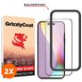 GrizzlyCoat Easy Fit iPhone 15 Plus Glazen Screenprotector - Case Friendly + Installatie Frame - Zwart (2-Pack)