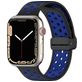 Mobigear Sport Plus Mag Siliconen Apple Watch Bandje Magneetsluiting - 42/41/40/38 mm - Zwart / Blauw