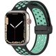 Mobigear Sport Plus Mag Siliconen Apple Watch Bandje Magneetsluiting - 49/46/45/44 mm - Zwart / Turquoise