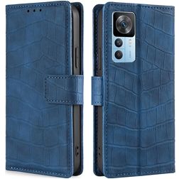 Mobigear Croco Xiaomi 12T Pro Hoesje Bookcase Portemonnee - Blauw