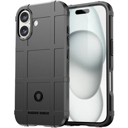 Mobigear Rugged Shield iPhone 16 Plus Hoesje Flexibel TPU Backcover Shockproof - Zwart