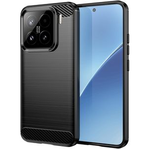 Mobigear Brushed Slim Xiaomi 15 Hoesje Flexibel TPU Backcover - Zwart