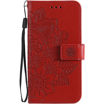 Mobigear Flowers OPPO A54 5G Hoesje Bookcase Portemonnee - Rood