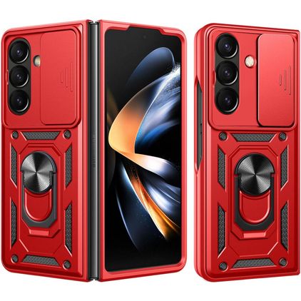 Mobigear Armor Ring Cam Slide Samsung Galaxy Z Fold 8 Ultra Hoesje Hardcase Backcover Shockproof met Ringhouder en Camera Slider - Rood
