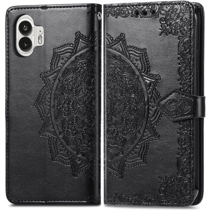 Mobigear Mandala Nothing Phone (2) Hoesje Bookcase Portemonnee - Zwart