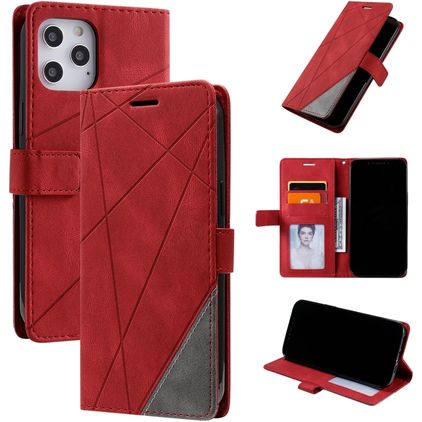 Mobigear Rhombus iPhone 12 Pro Max Hoesje Bookcase Portemonnee - Rood