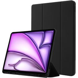 Mobigear Tri-Fold Gel iPad Air 13 Inch (2026) Hoes TPU,Kunstleer Bookcase + Stylus Houder - Zwart