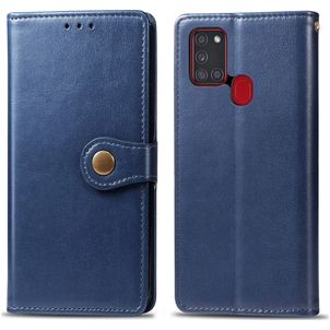Mobigear Snap Button Samsung Galaxy A21s Hoesje Bookcase Portemonnee - Blauw