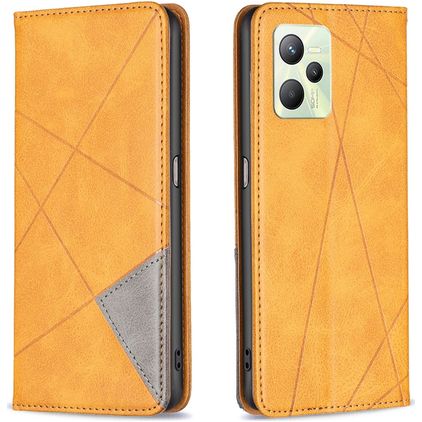 Mobigear Rhombus Slim Realme C35 Hoesje Bookcase - Cognac