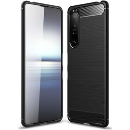 Mobigear Brushed Slim Sony Xperia 1 III Hoesje Flexibel TPU Backcover - Zwart