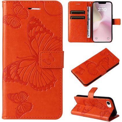 Mobigear Butterfly iPhone 17e Hoesje Bookcase Portemonnee - Oranje