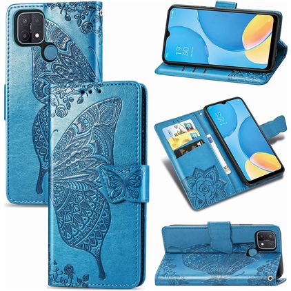 Mobigear Butterfly OPPO A15 Hoesje Bookcase Portemonnee - Blauw