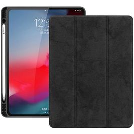 Mobigear Tri-Fold Gel iPad Pro 12.9 Inch (2018) Hoes TPU,Kunstleer Bookcase + Stylus Houder - Zwart