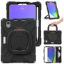 Mobigear RingGuard iPad Mini 7 (2024) Hoes Hard Kunststof,Siliconen Backcover + Stylus Houder + Schouderband + Standaard - Zwart